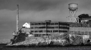 Alcatraz Island Black and White in San Francisco Bay