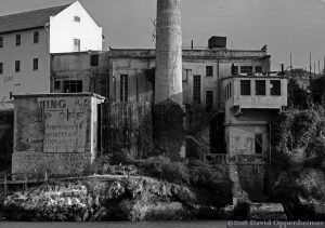 Alcatraz Island Black and White in San Francisco Bay