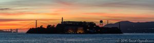 Alcatraz Island & Golden Gate Bridge at Sunset