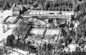 Biltmore Estate with Snow Aerial Photo