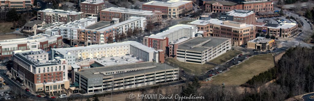 Biltmore Park Town Square in Asheville, North Carolina Aerial View