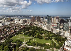 Boston Common and City Skyline Aerial