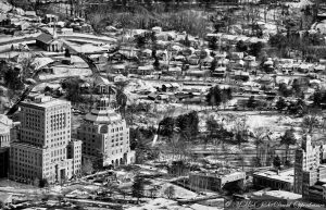 Buncombe County Courthouse, Asheville City Hall, and Pack Square Park in Asheville Aerial