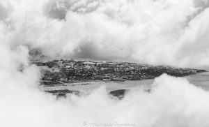 Downtown Charleston South Carolina Peninsula Through the Clouds Aerial View