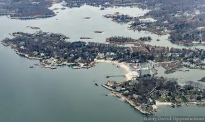 Contentment Island and Butlers Island in Darien, Connectictut Aerial Photo