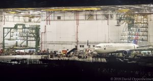 Delta Air Lines Jet Maintenance in Hangar at Atlanta International Airport