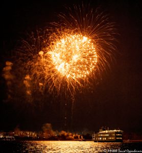 Fireworks over Charleston Harbor, South Carolina on the Fourth of July