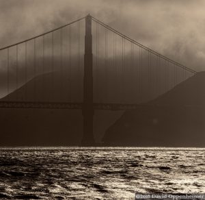 Golden Gate Bridge in the Fog, Black and White, San Francisco, California