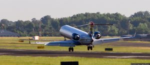 Jet Plane Landing on Runway