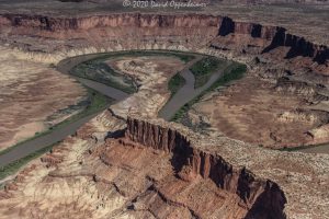 Canyonlands National Park Aerial View of Fort Bottom Ruin and Bighorn Mesa in Labyrinth Canyon on the Green River