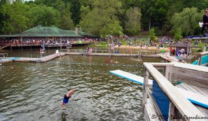 Diving into Lake at LEAF Festival in Black Mountain