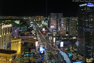 Las Vegas Strip at Night Aerial View