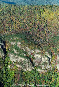Linville Gorge Wilderness with Autumn Colors in the Mountains of Western North Carolina Aerial View