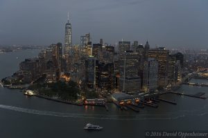 Skyline of New York City - Manhattan Night Aerial