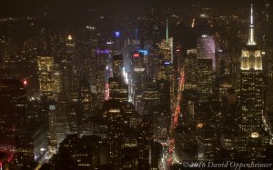 Midtown Manhattan Skyline Aerial at Night