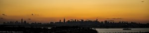 New York City Skyline Silhouette at Sunset