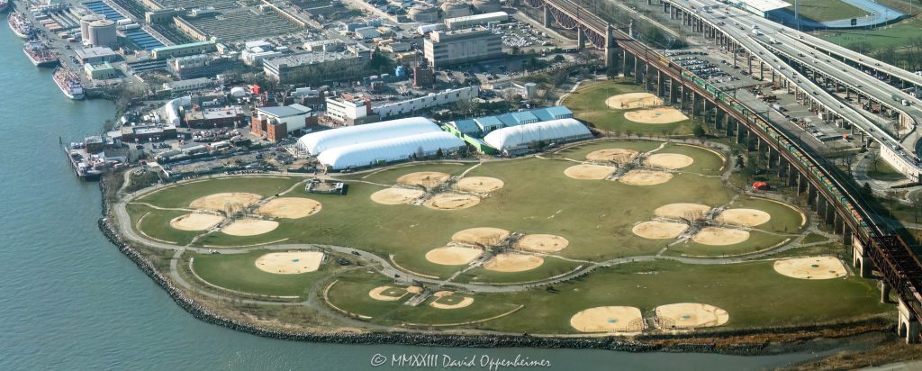 Randall’s Island Park Fields in New York City Aerial View