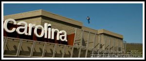 Rocketman Dan Schlund with Rocket Belt Jet Pack Flying Over Carolina Cinemas