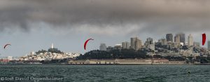 San Francisco Skyline with Kiteboarders