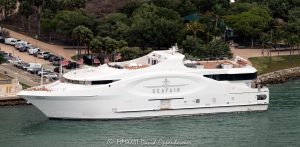 Seafair Mega Yacht M/V Grand Luxe in Miami Aerial View