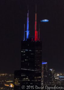 Willis Tower at Night - Chicago Aerial Photo